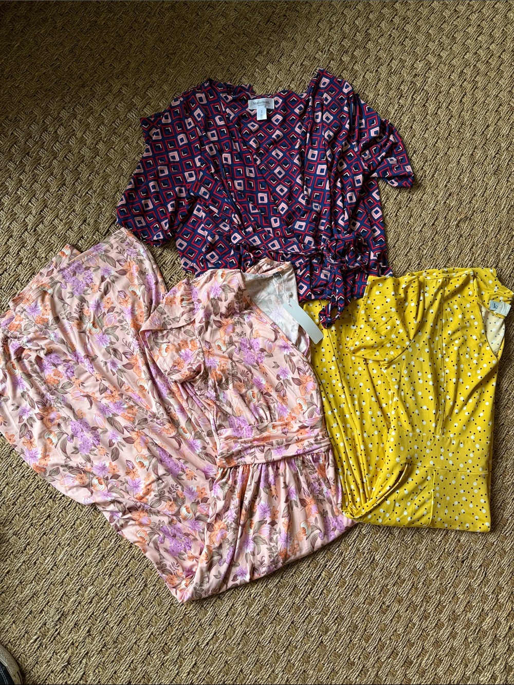 Bundle of Three Assorted Maternity Dresses Mixed Patterns & Brands